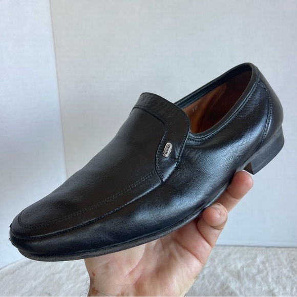 Bruno Magali Elegant Black Leather Men\'s Loafers Size 10 Made In Italy